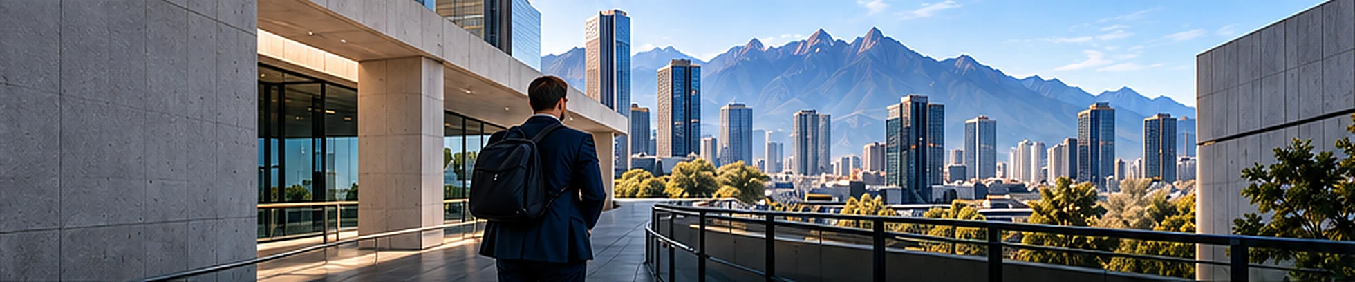 Profesional viendo la ciudad desde un corporativo