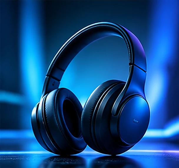 Audífonos de alta gama iluminados para campaña de tecnología